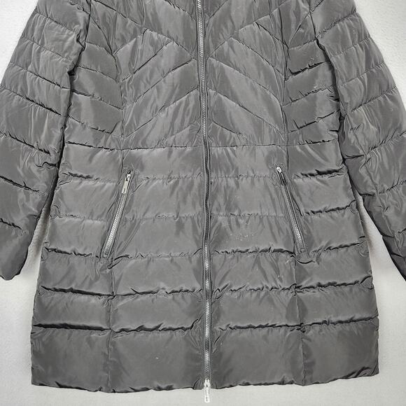 Kenneth Cole Reaction Puffer Parka Womens XL Black Hooded Quilted Down Coat - Picture 6 of 15
